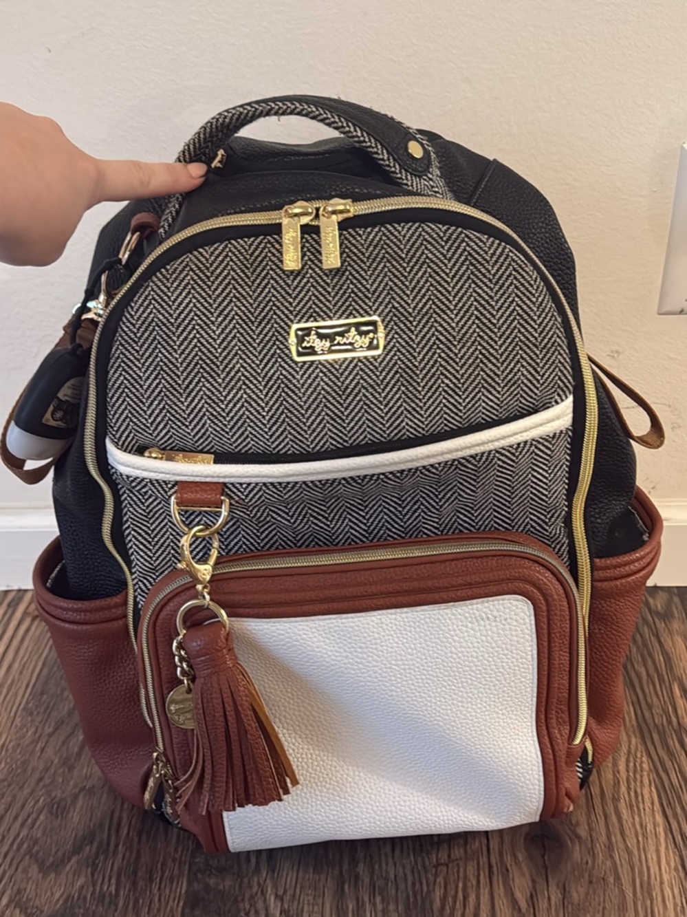Itzy Ritzy Black & White Convertible Backpack